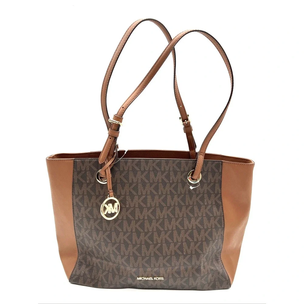 NWT Michael Kors Walsh MD MF Tote‎ Brown Luggage MK Signature Shoulder Bag